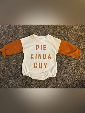 Boutique Cream and Orange 'Pie Kinda Guy' Baby One-Piece